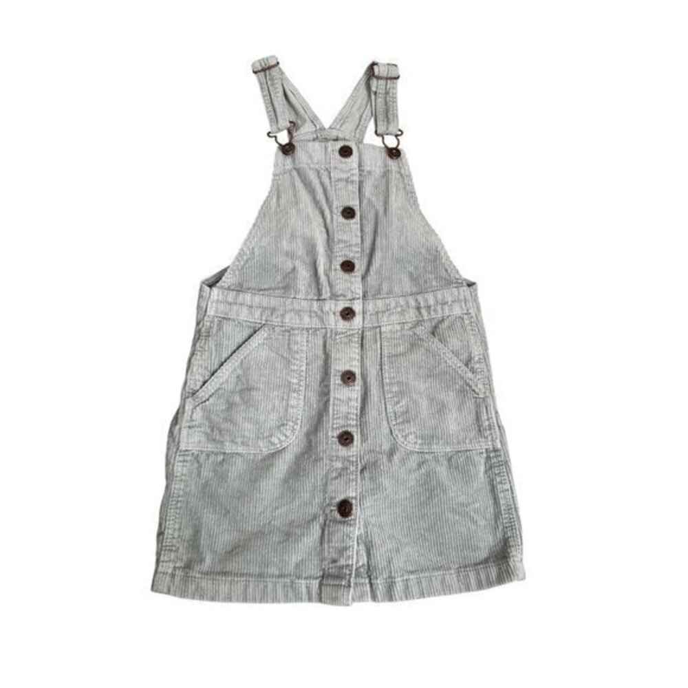 OshKosh Bgosh Girls Size 8 Light Gray Corduroy Overall Dress With Button Front &